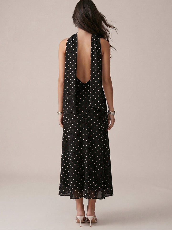 Black Strappy Polka Dotted Dress