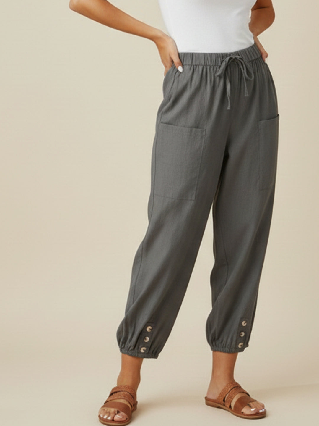 Charcoal High Waist Pocket Trouser