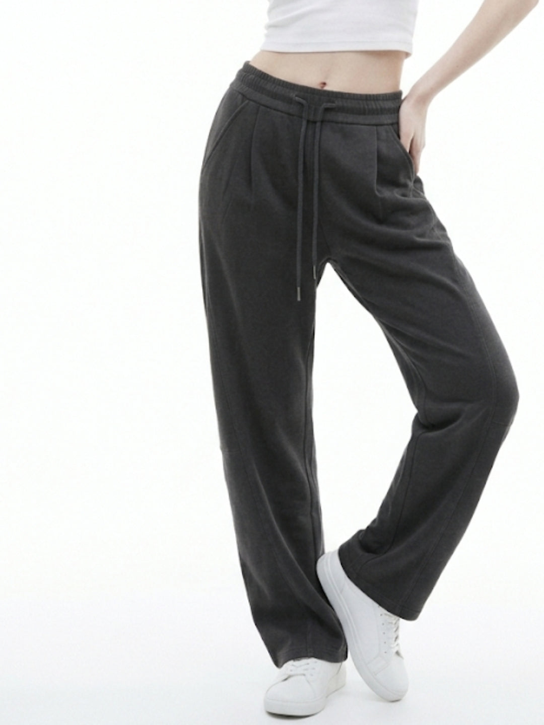Charcoal High Waist  Wide Leg Pant
