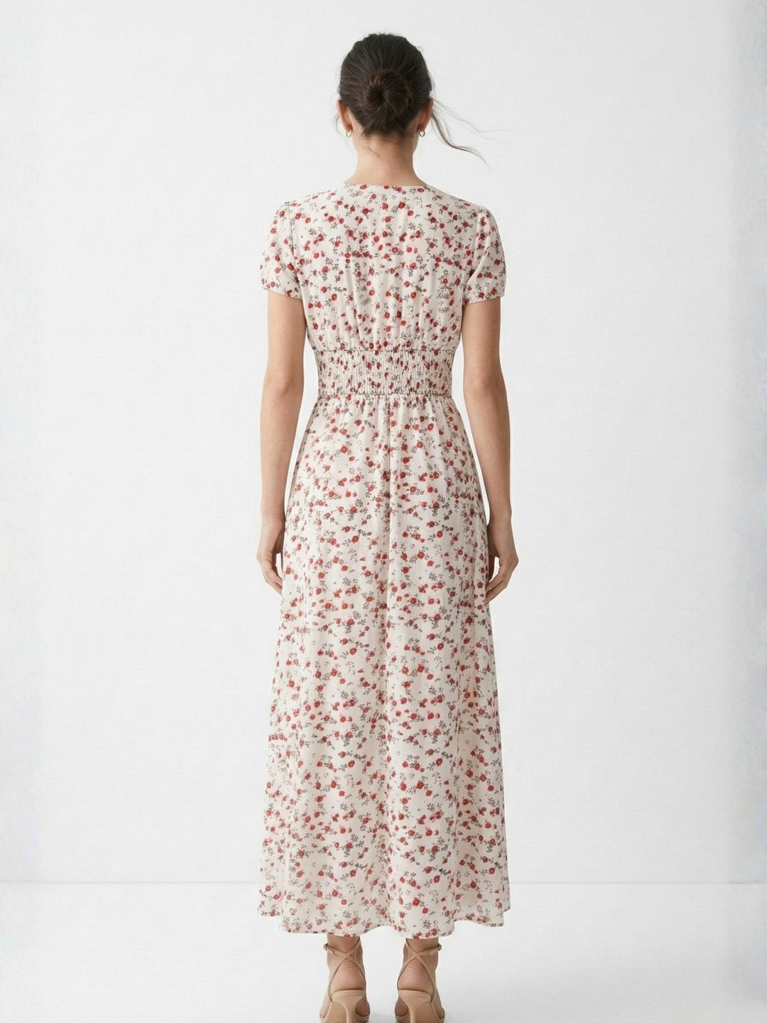 White Short Sleeve V Neck Corset Dress