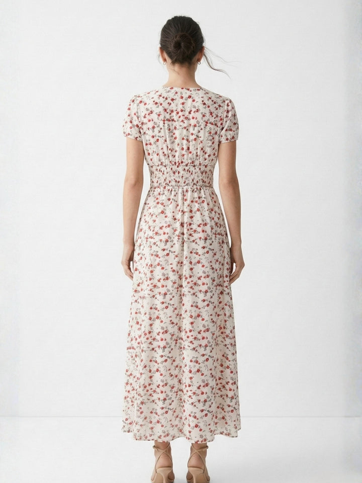 White Short Sleeve V Neck Corset Dress