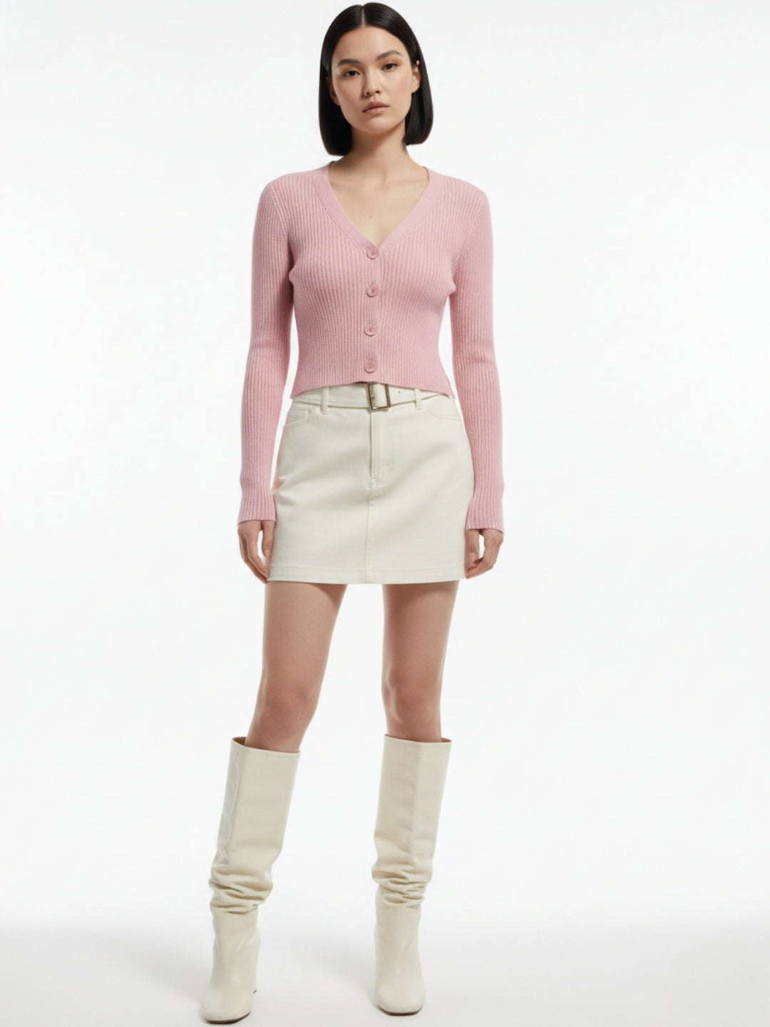 Pink Full Sleeve Buttoned Cardigan