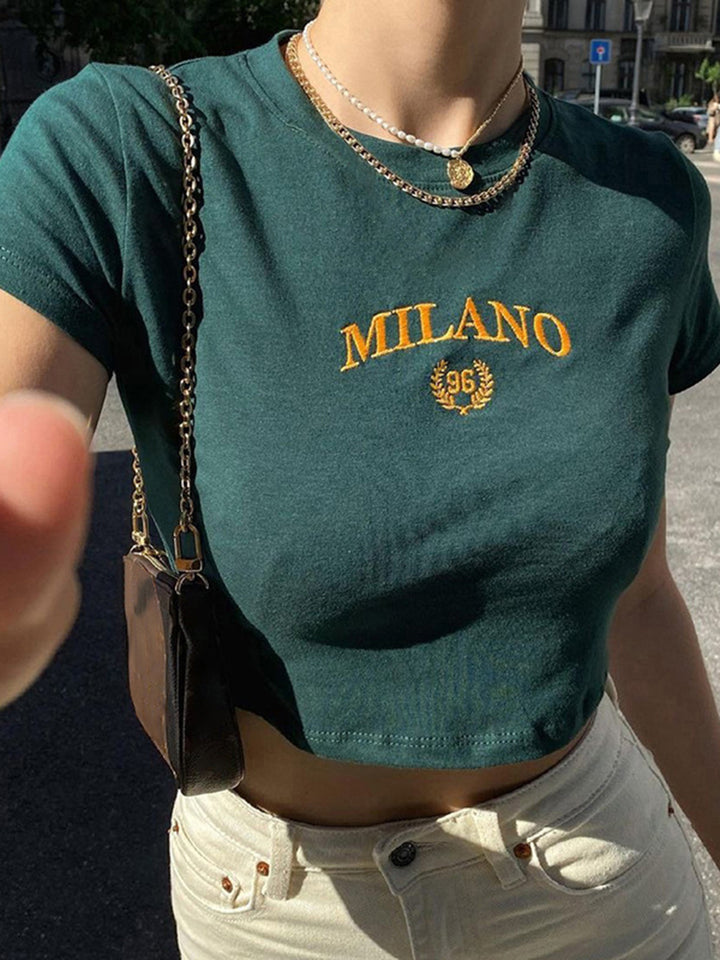 Green Fitted Crop T-Shirt