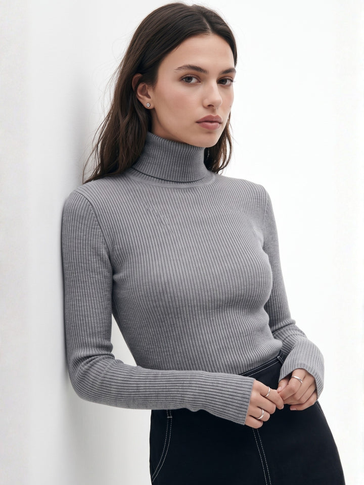Grey High Turtle Neck Top