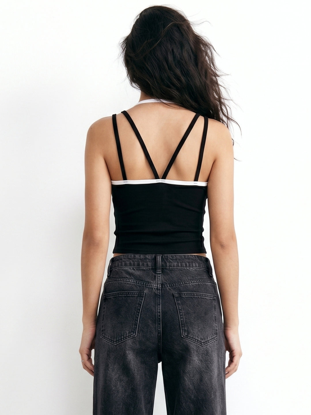 Black Double Layered Fitted Tank