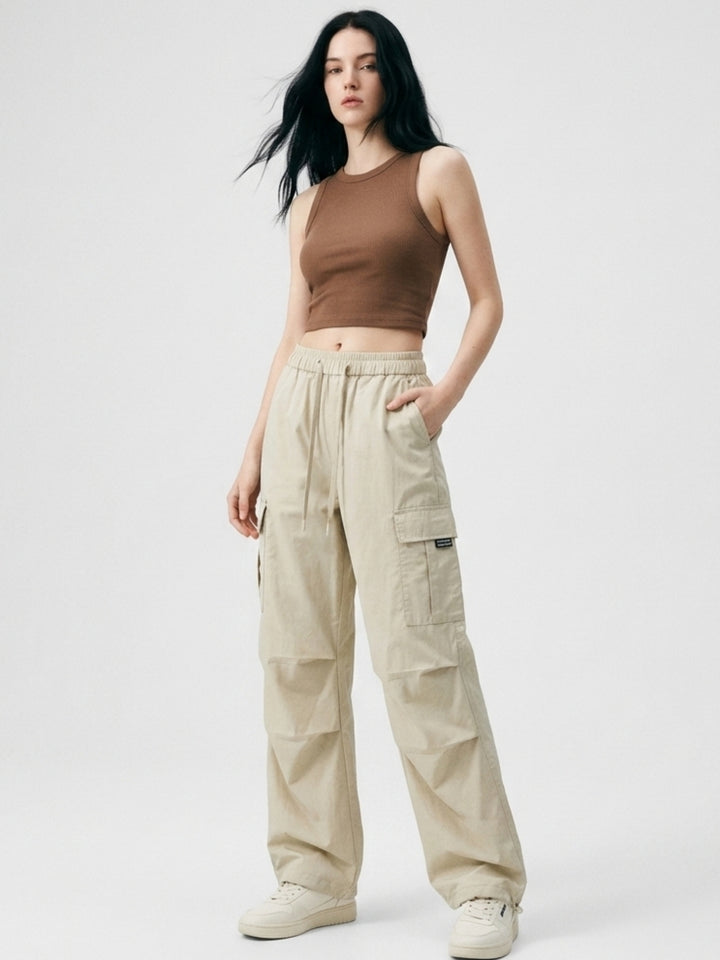 Cream Pin Tuck Sweatpants