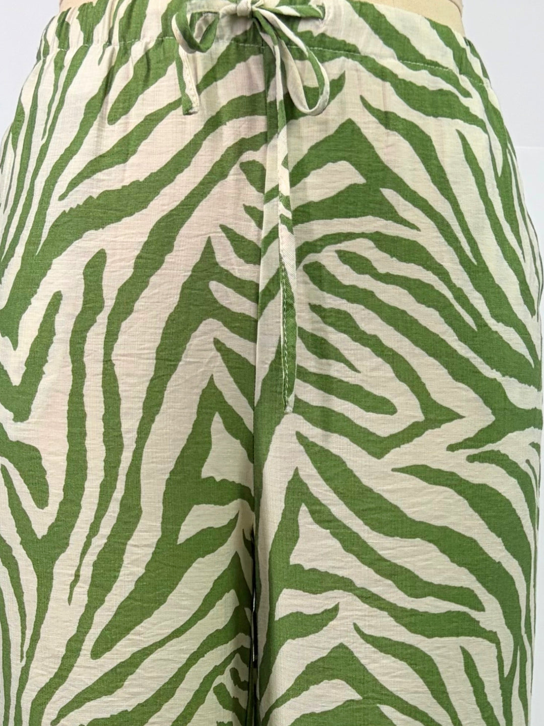 Green Animal Printed Wide Leg Trousers