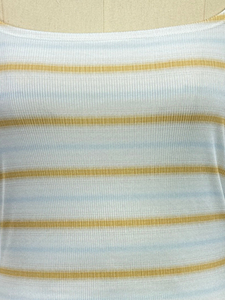 Blue Scoop Neck Striped Top