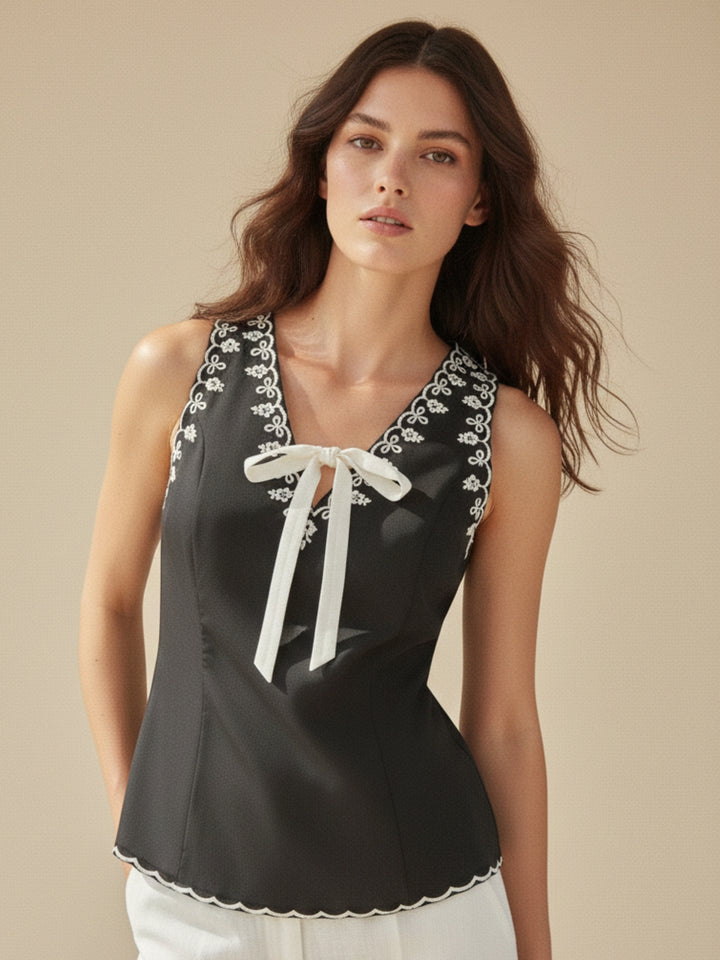 Black Front Tie Detail For A Feminine Finish