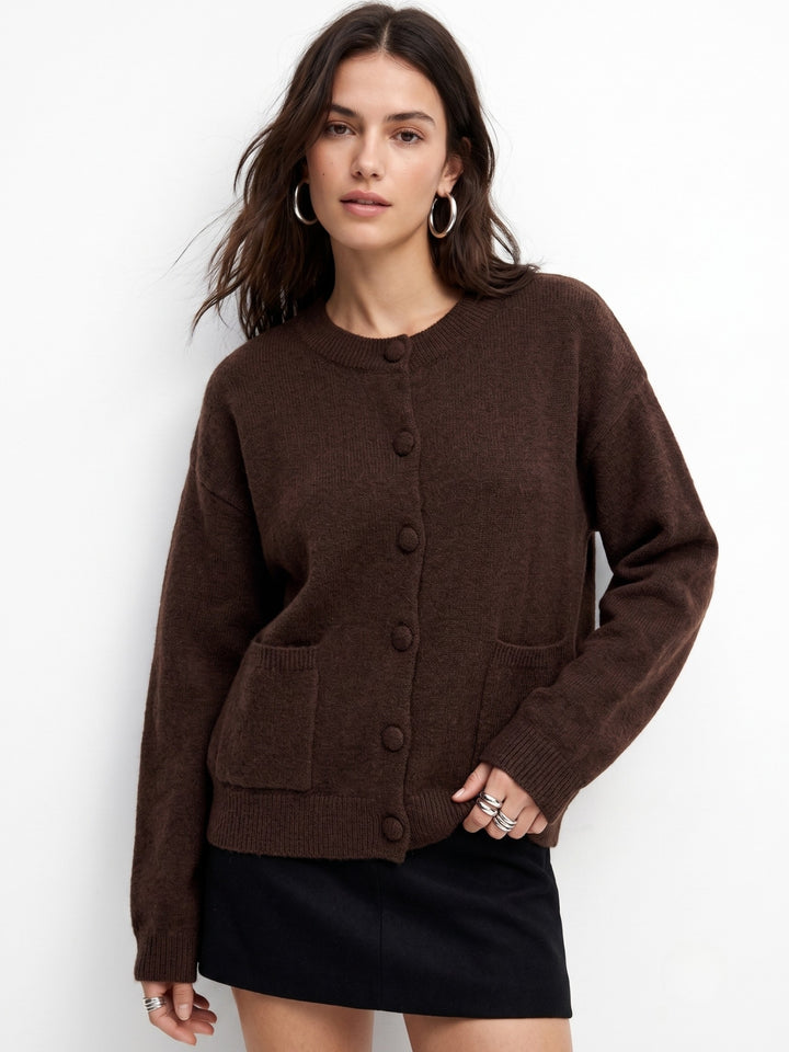 Charcoal Relaxed Button Down Cardigan