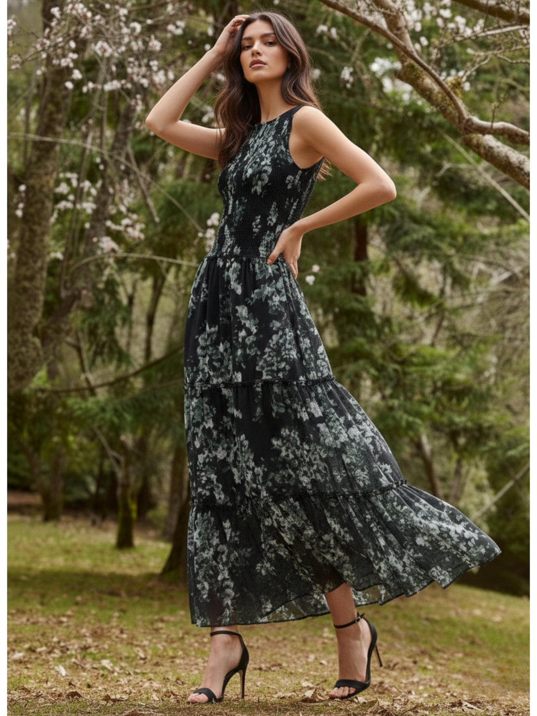 Blue Printed maxi dress