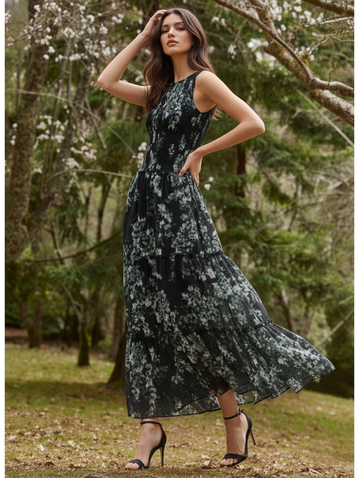 Blue Printed maxi dress