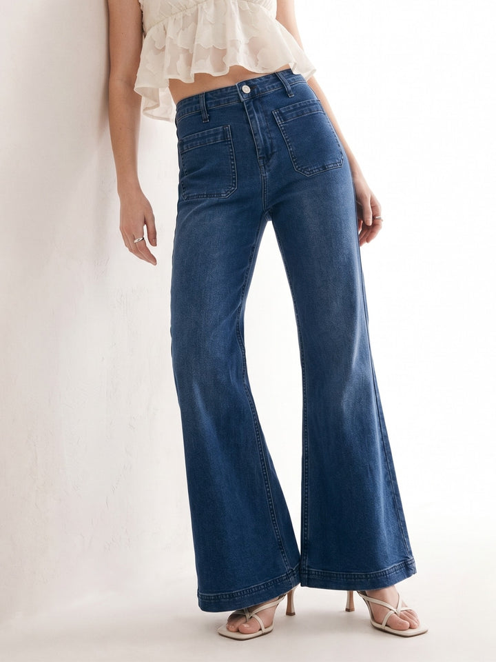 Blue Front Pocket Straight Fit Jeans