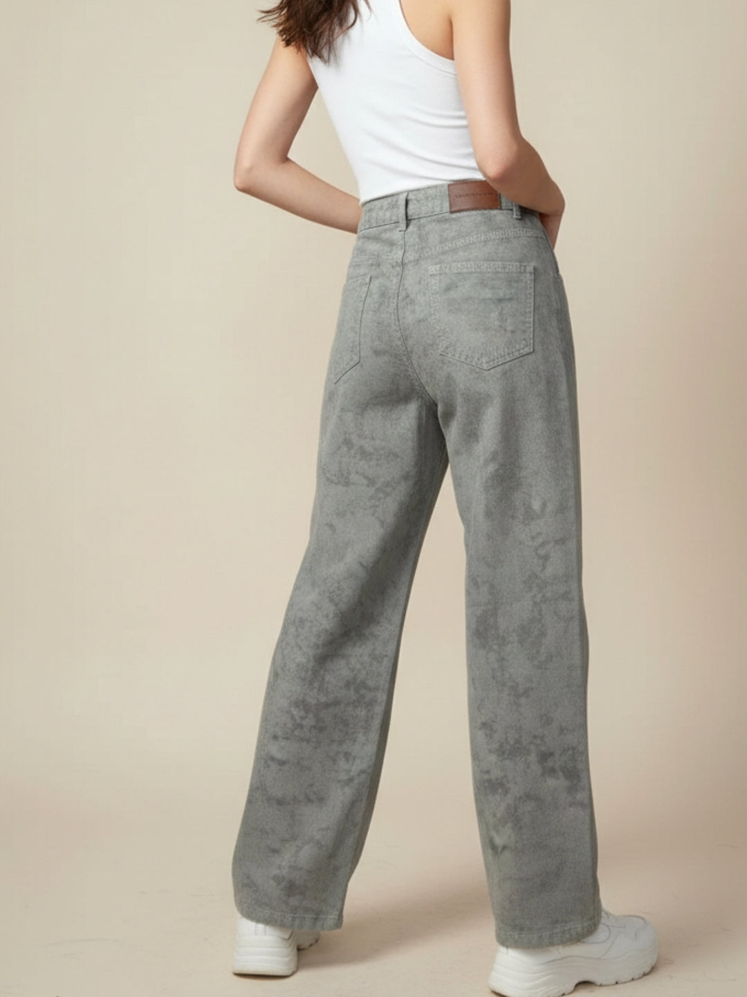 Grey All Over Printed Tinted Jeans