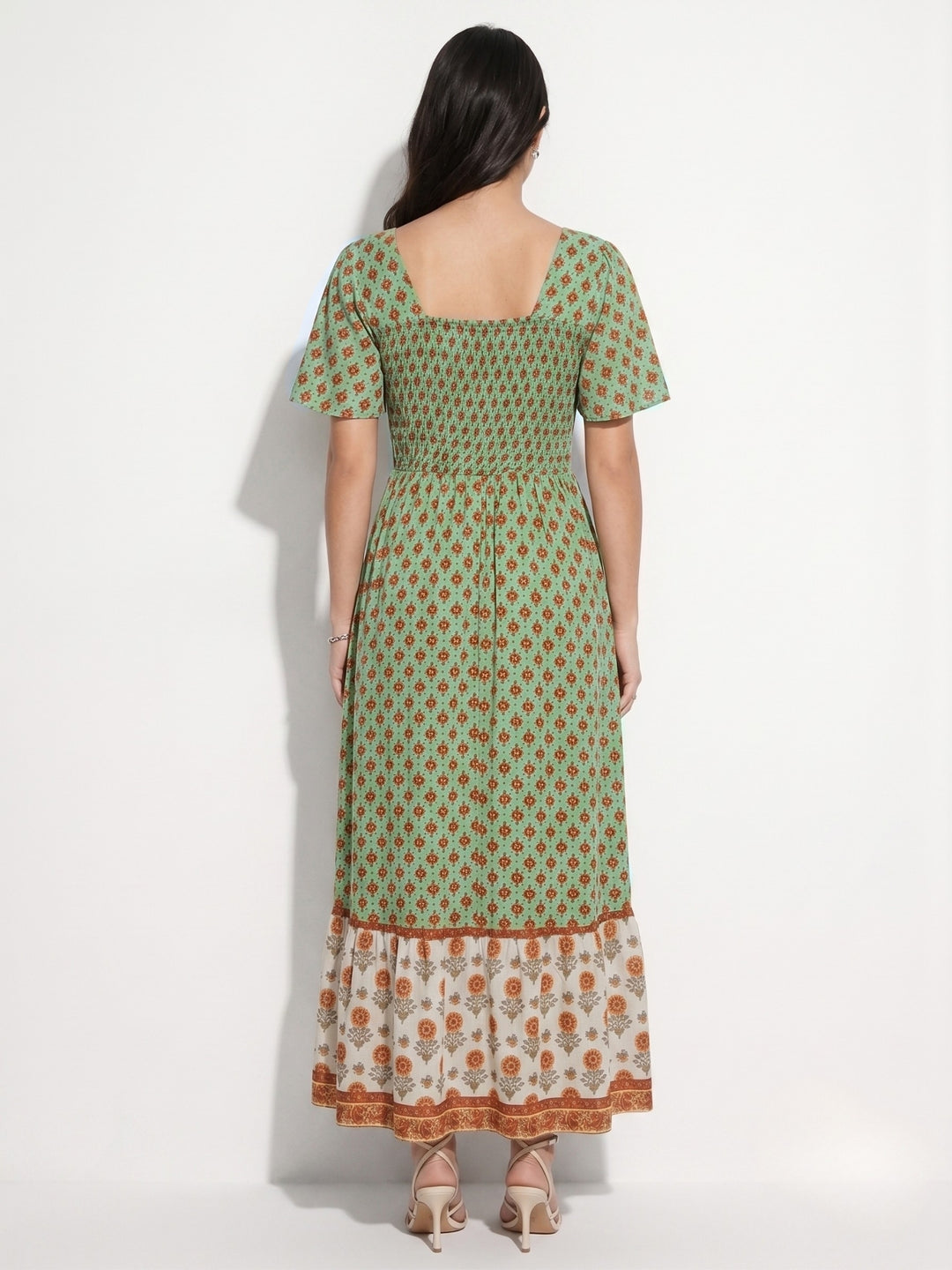 Green Dual Print Block Dress