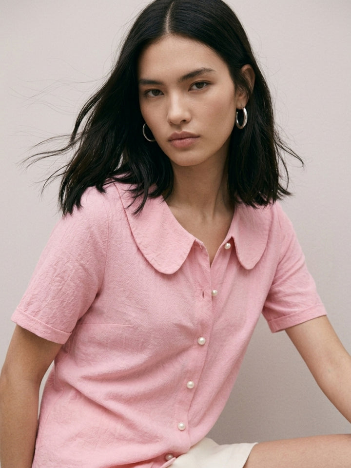 Pink Peterpan Collared Blouse
