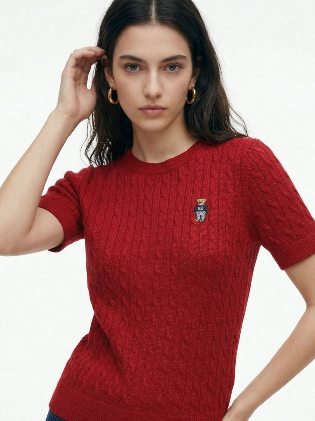 Maroon Short Sleeve Crew Neck Top