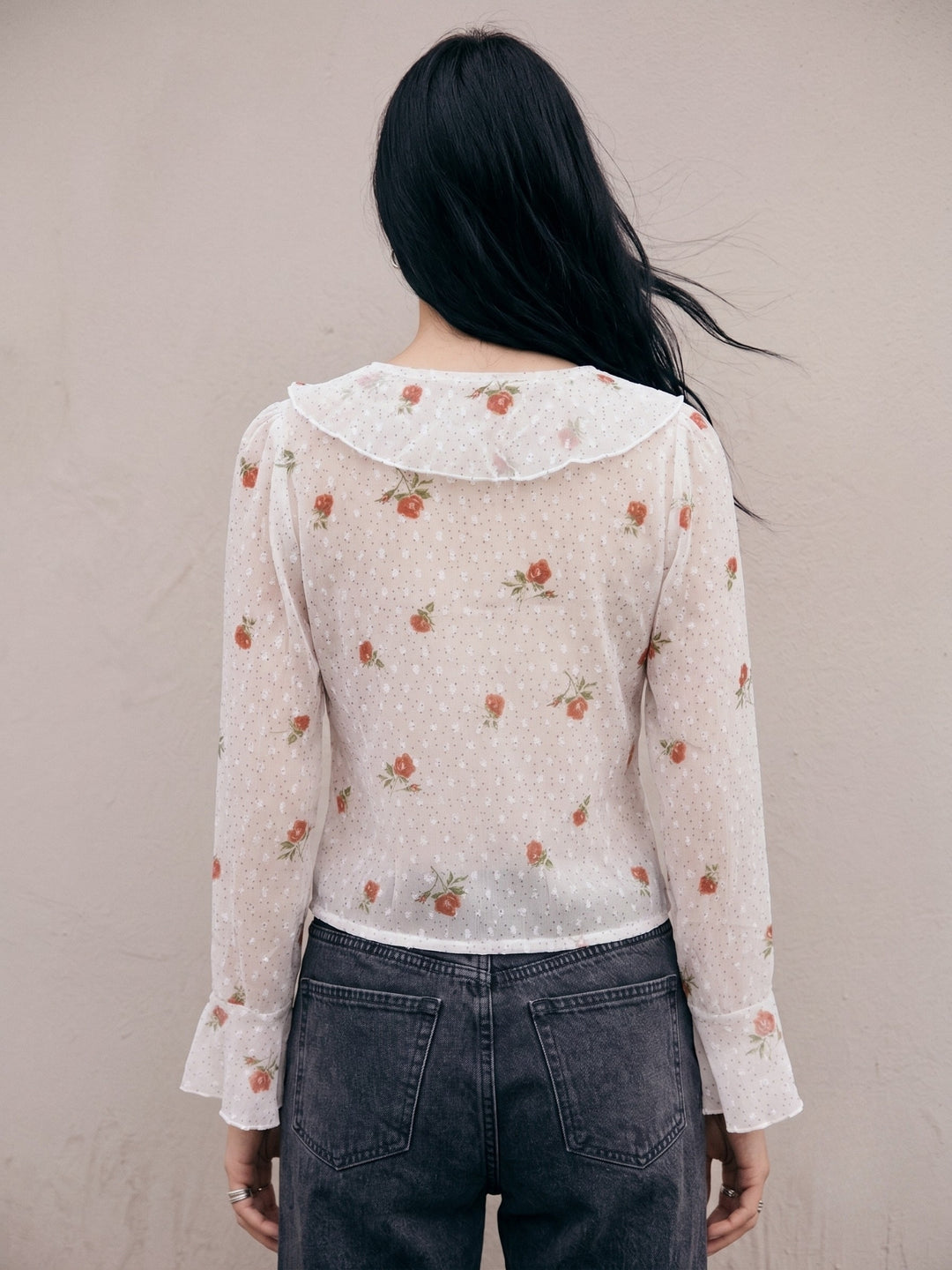 White All Over Printed Front Open Styled Top