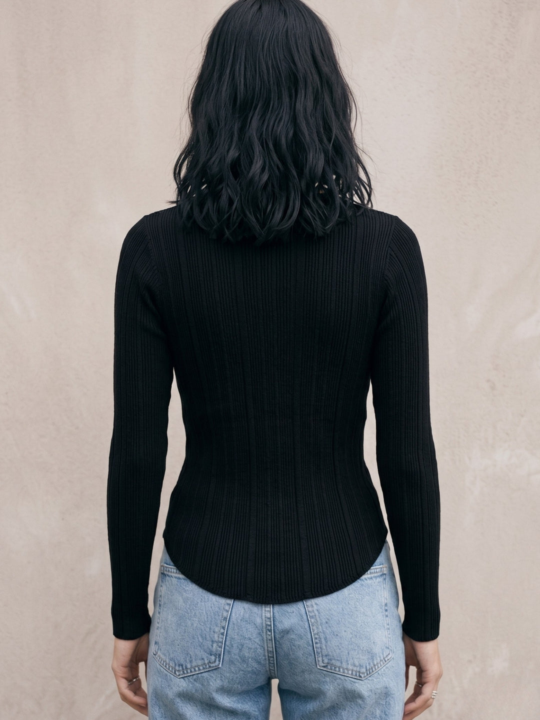 Black Button Down Cardigan Styled Top