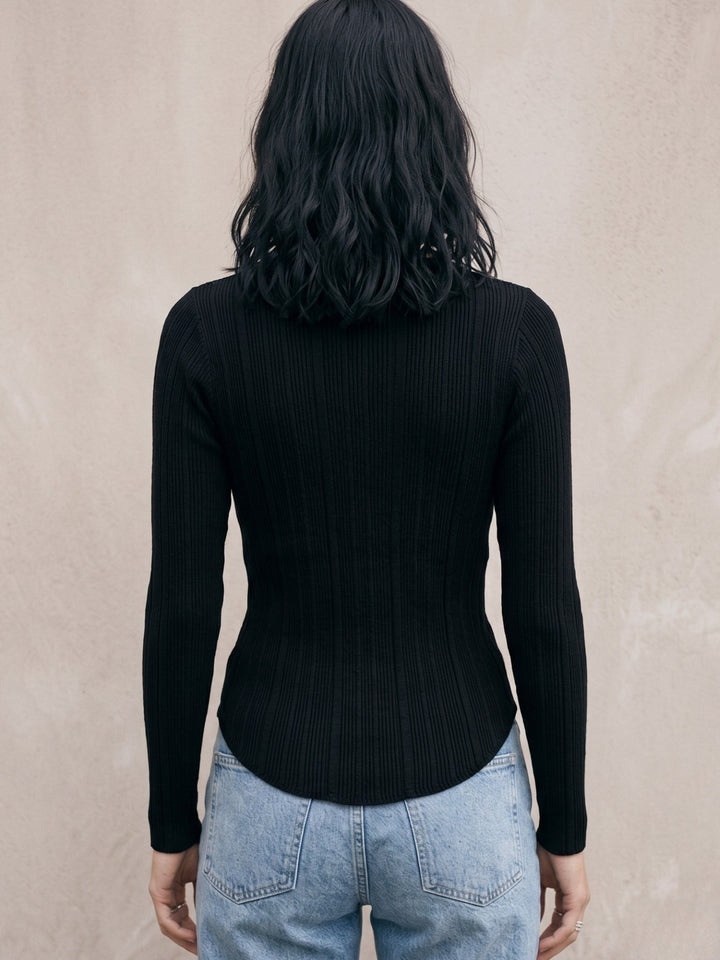 Black Button Down Cardigan Styled Top