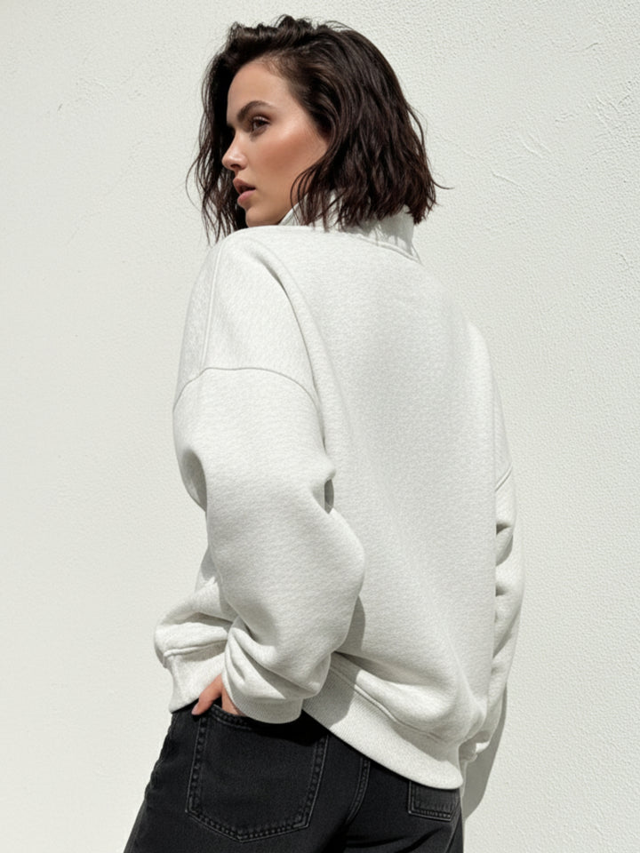 Grey Full sleeve half zip sweatshirt