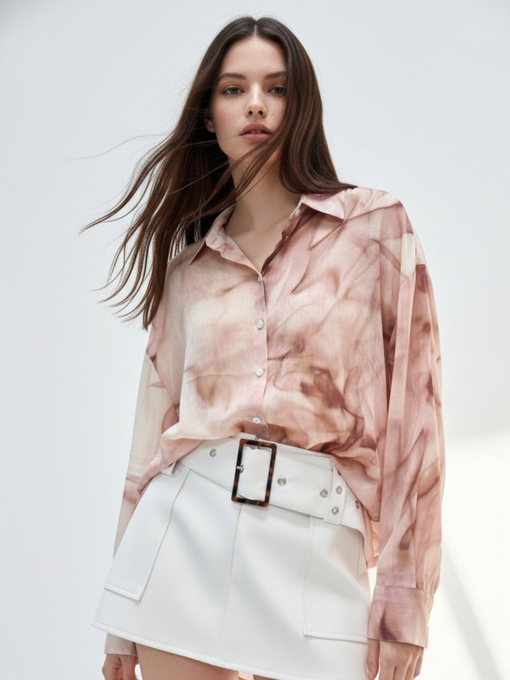Brown Abstract Printed Relaxed Shirt