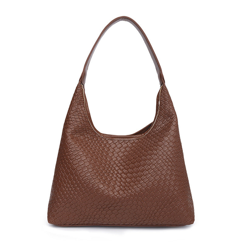 Brown Textured Curved Shoulder Carry