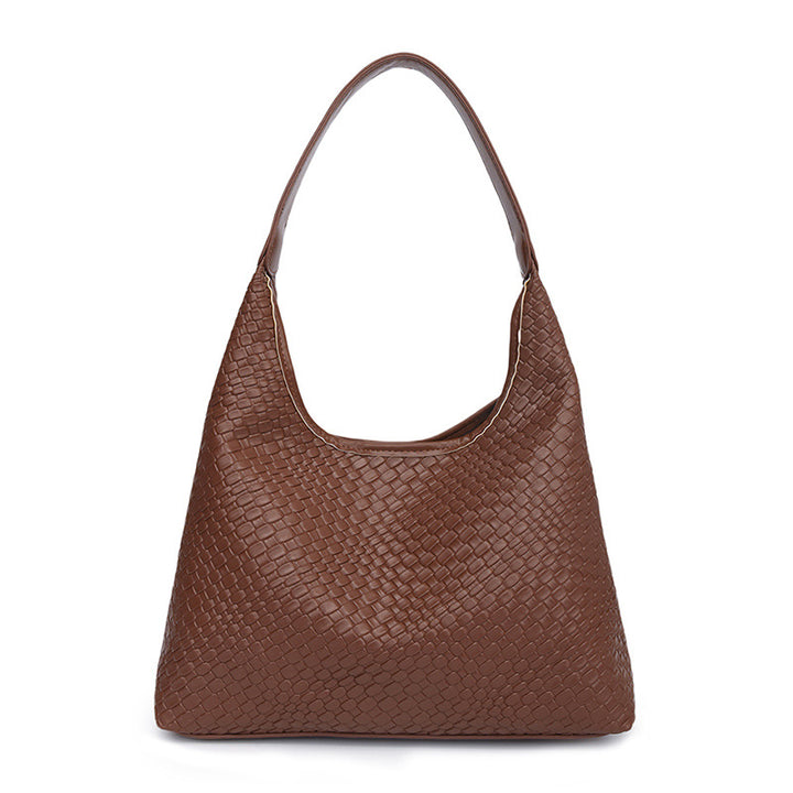Brown Textured Curved Shoulder Carry