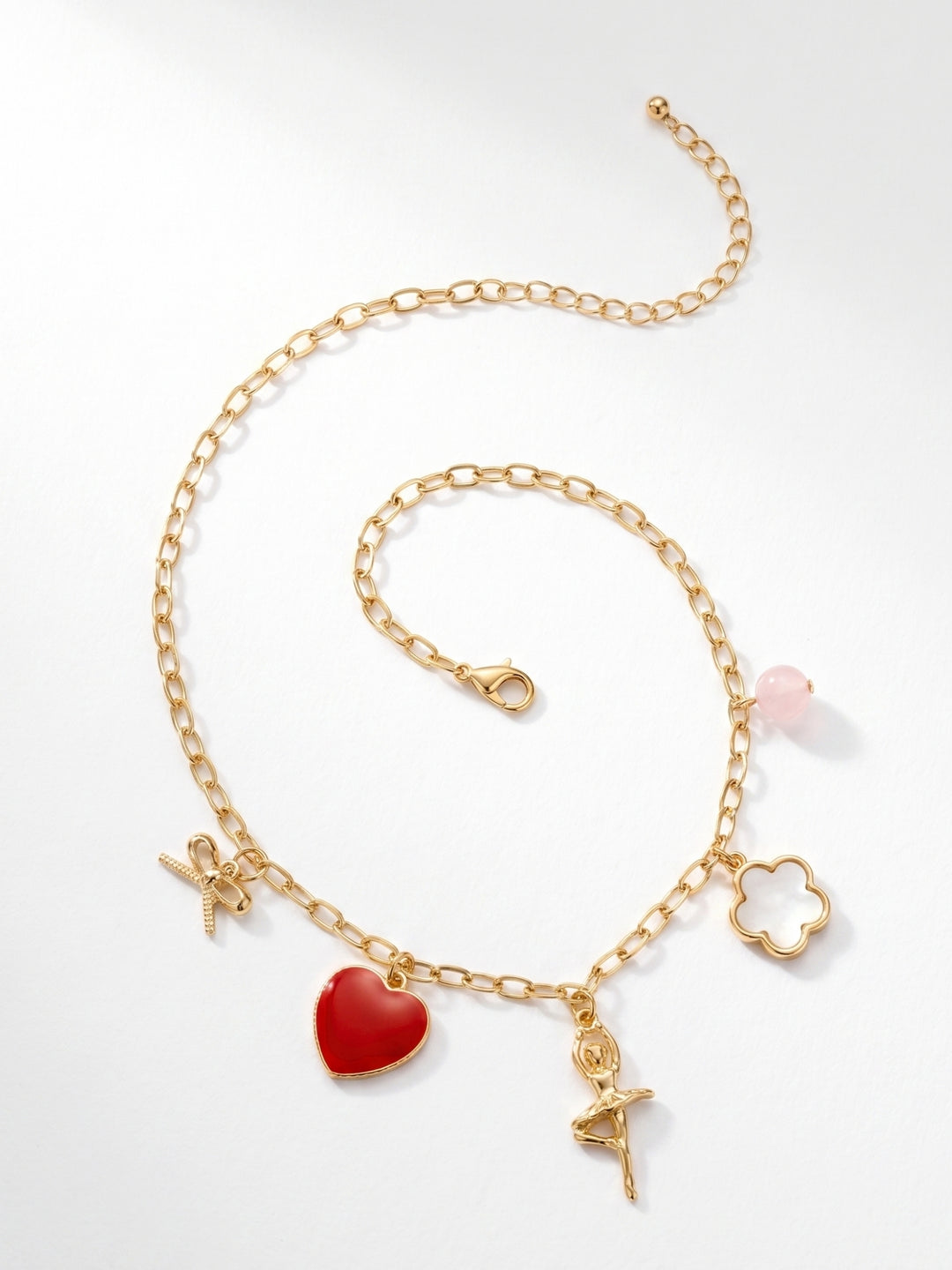 Gold Multi Charms Chain Necklace
