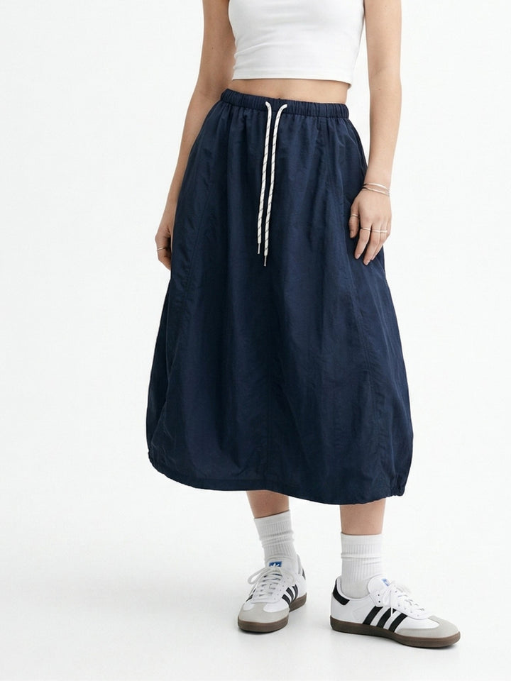 Navy Blue Cargo Utility Midi Skirt