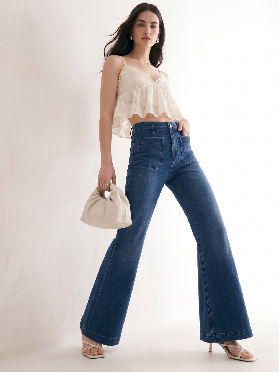 Blue Front Pocket Straight Fit Jeans