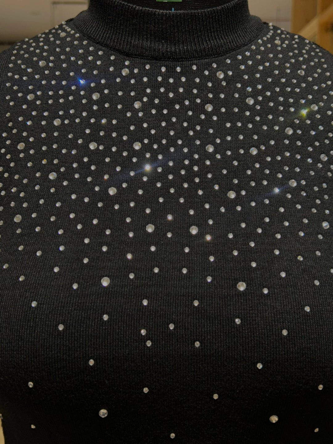 Black High Neck Tank With Embelishments