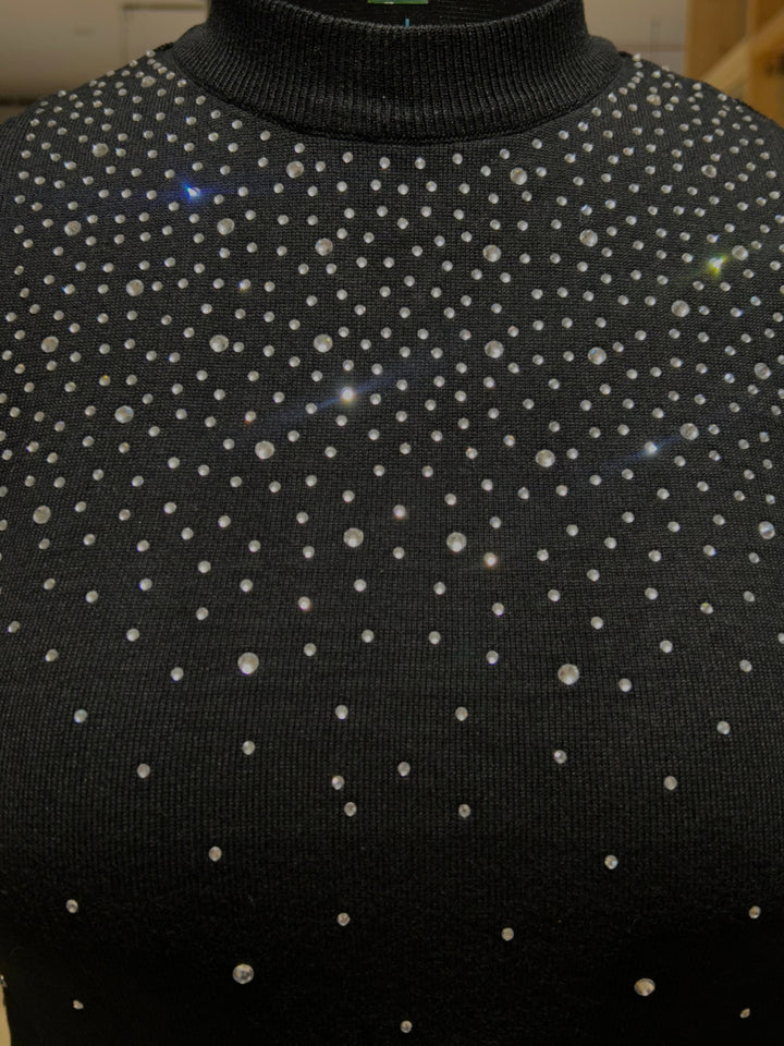 Black High Neck Tank With Embelishments