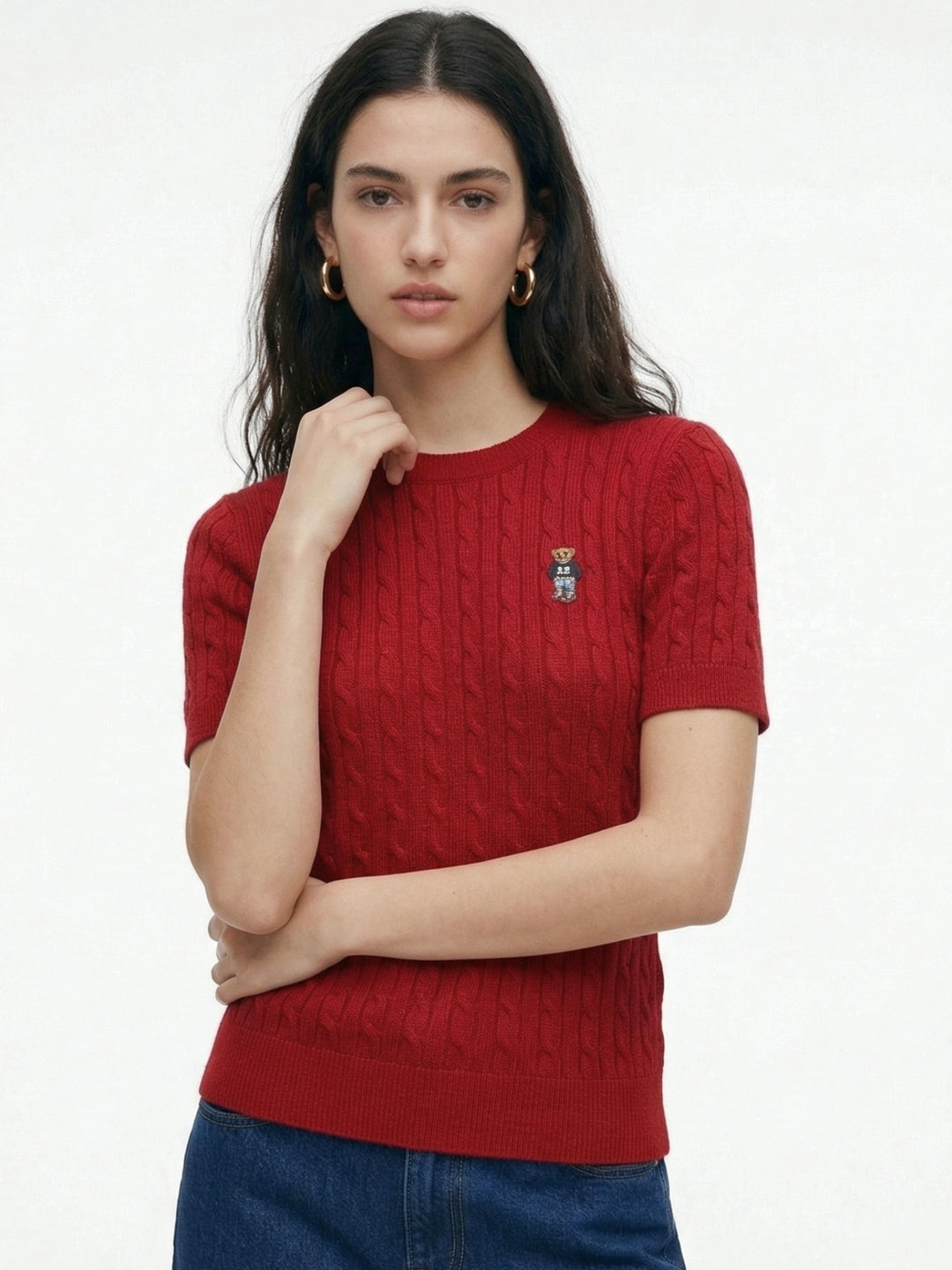 Maroon Short Sleeve Crew Neck Top