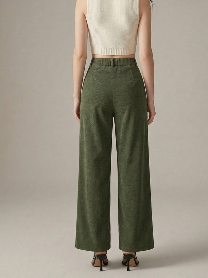Olive High Waist Wide Leg Solid Trouser