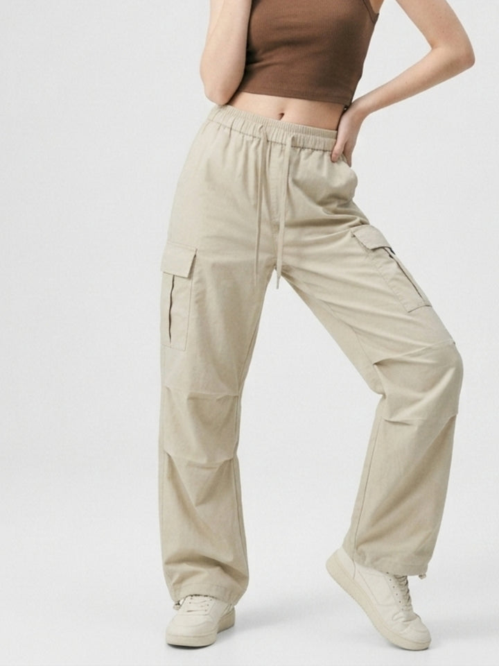 Cream Pin Tuck Sweatpants