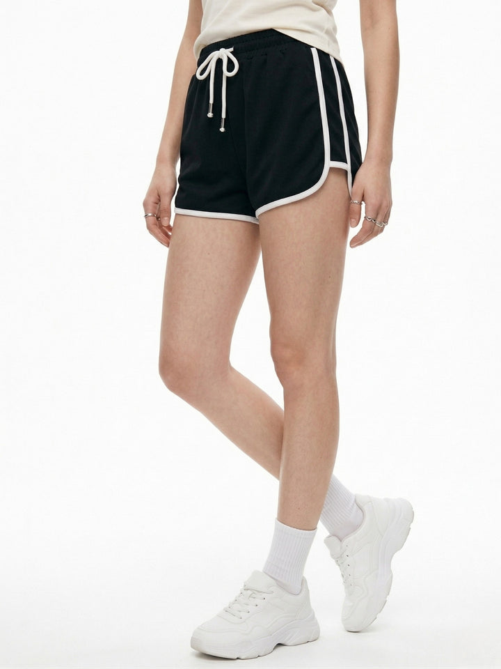 Black Contrast Striped Shorts