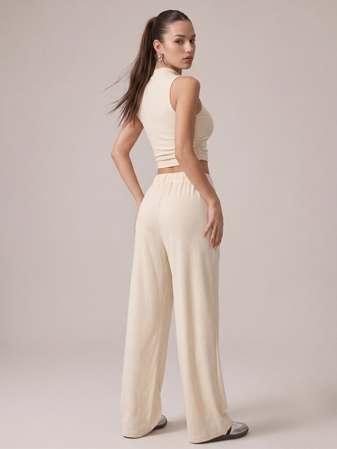 Beige Tank And Pant Co-Ord Set