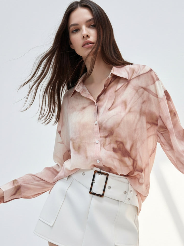 Brown Abstract Printed Relaxed Shirt