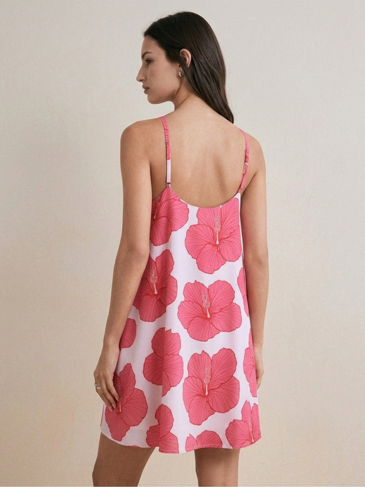 Pink Floral Halter Neck Dress
