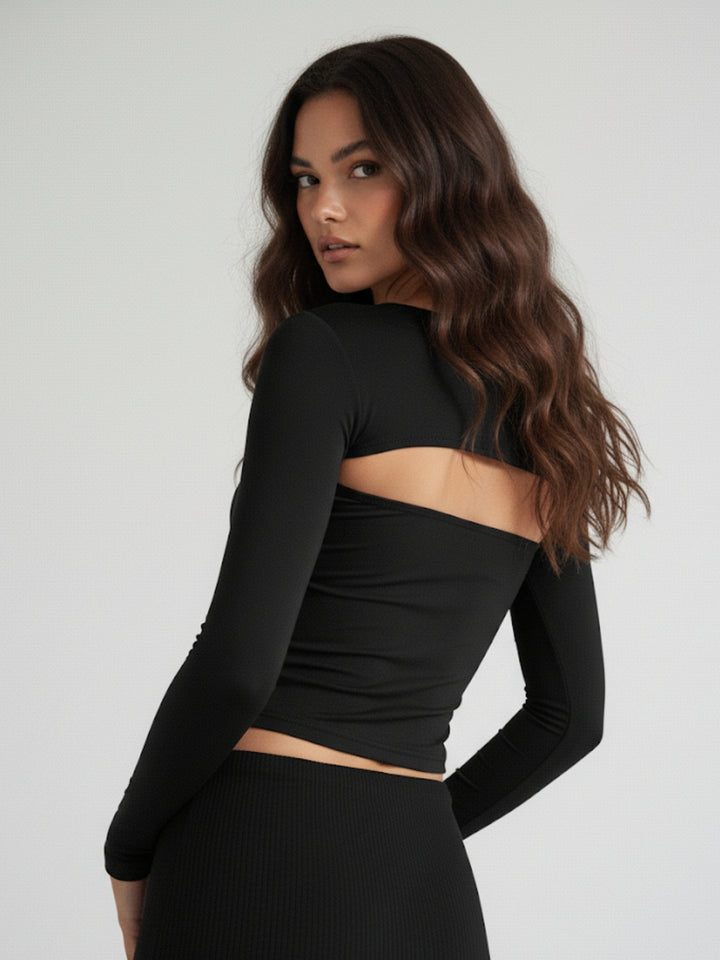 Black Square Neck Full Sleeve Top