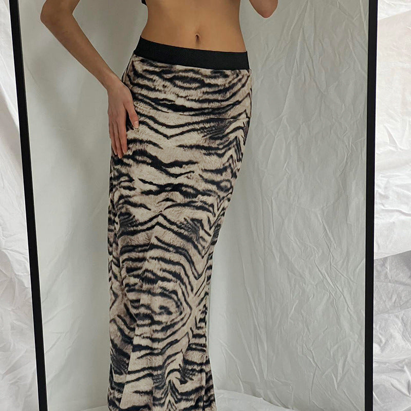 Brown Animal Print Maxi Skirt