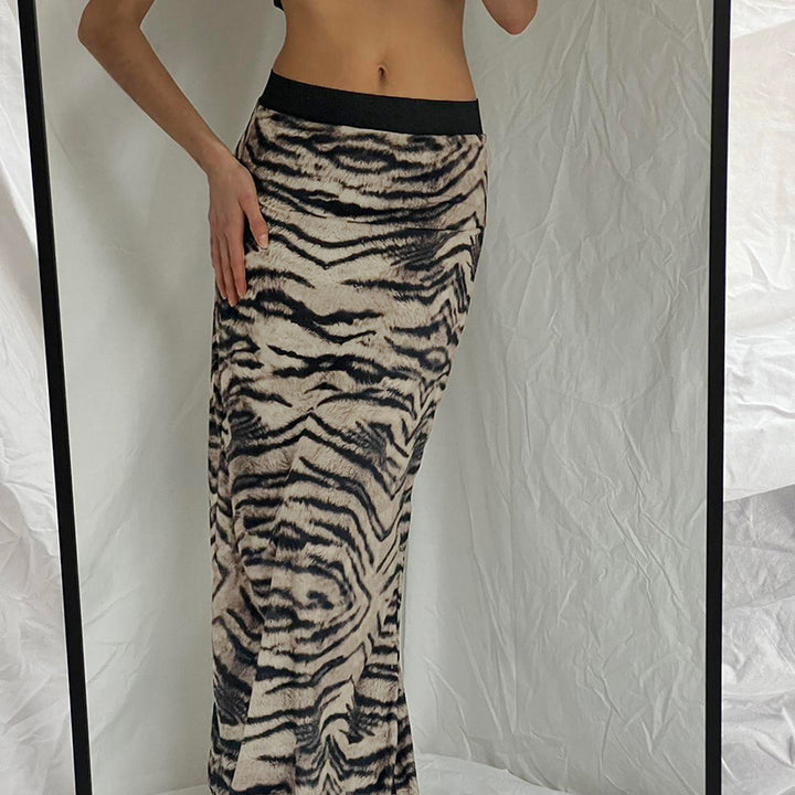 Brown Animal Print Maxi Skirt
