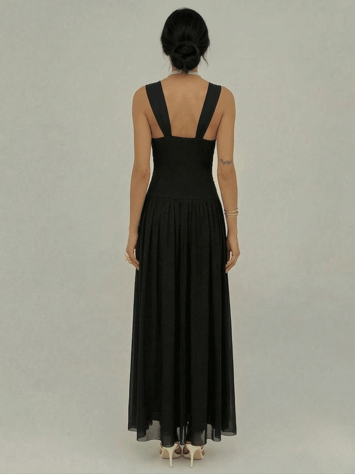 Black Halter Neck Trim Detail Dress