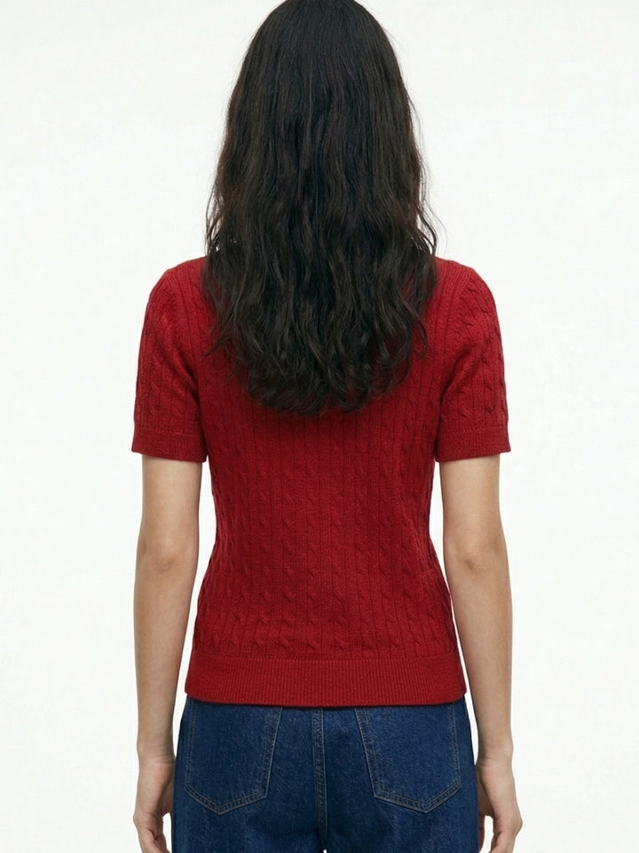 Maroon Short Sleeve Crew Neck Top