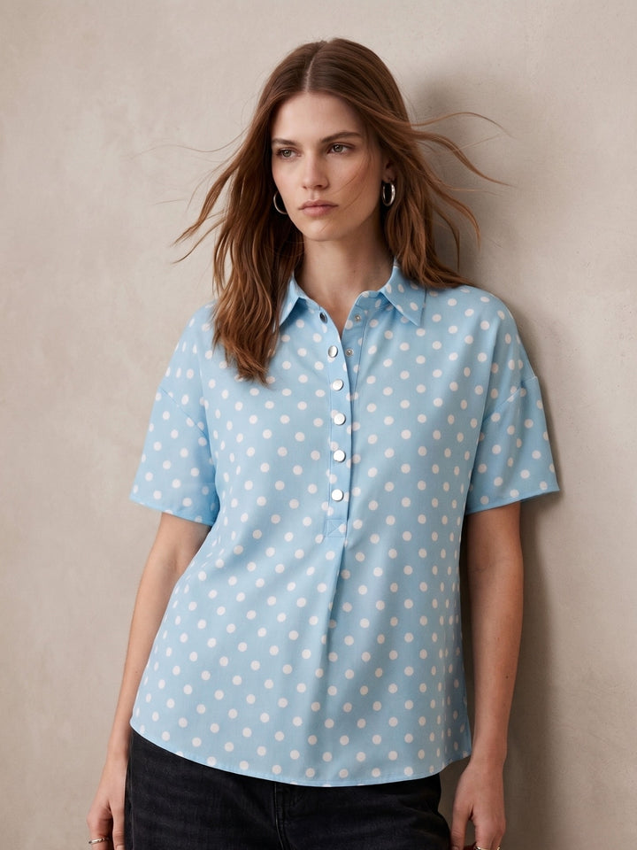 Blue Polka Dotted Relaxed Shirt