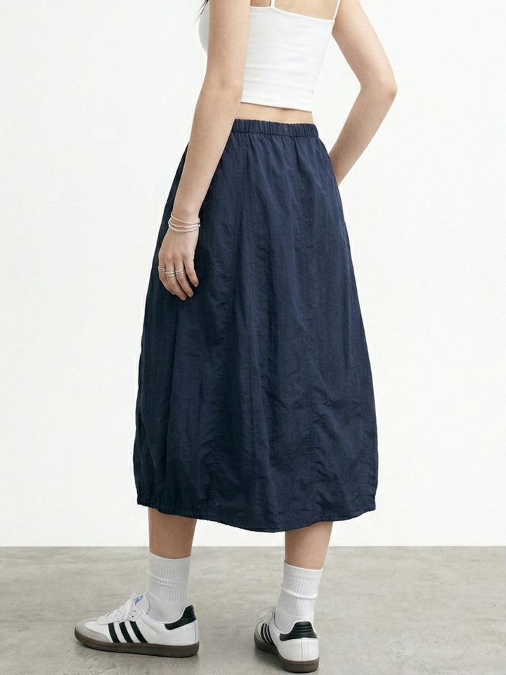 Navy Blue Cargo Utility Midi Skirt