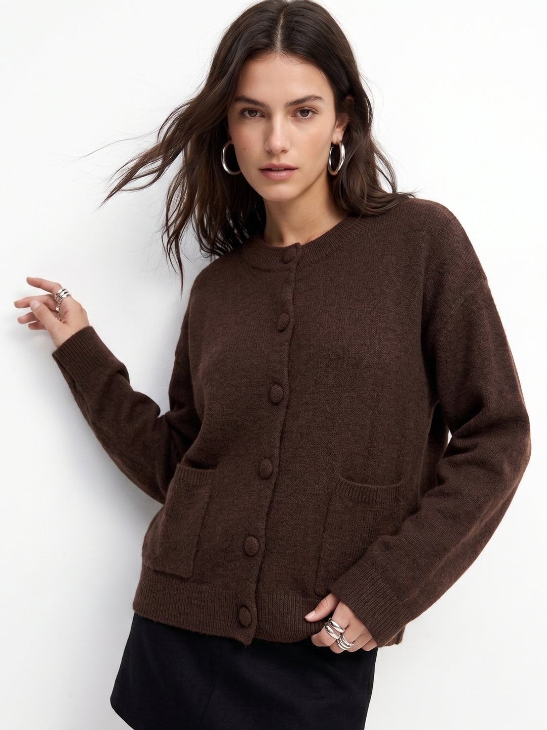 Charcoal Relaxed Button Down Cardigan