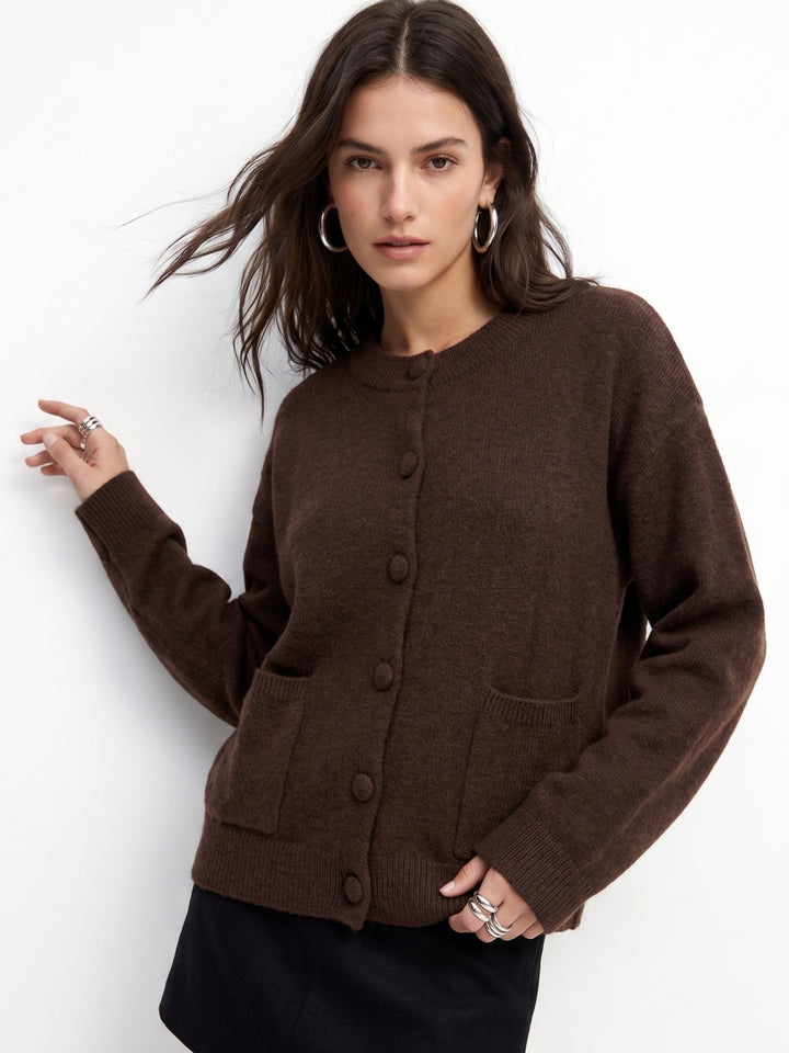 Charcoal Relaxed Button Down Cardigan