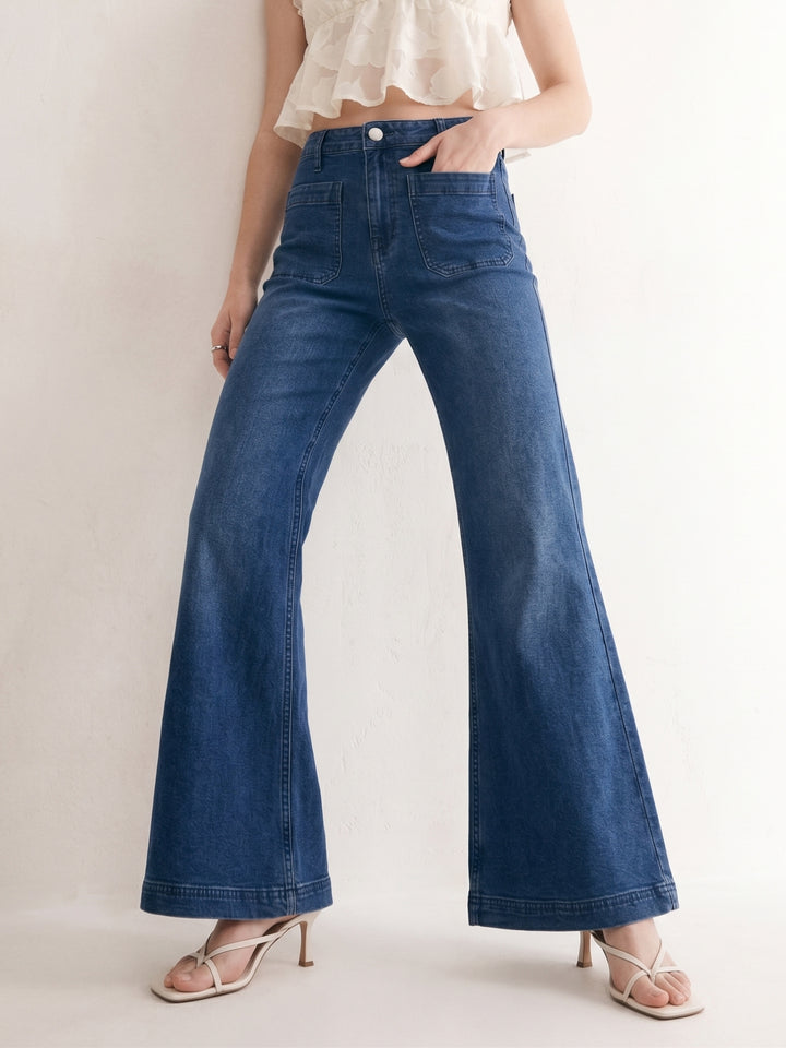 Blue Front Pocket Straight Fit Jeans